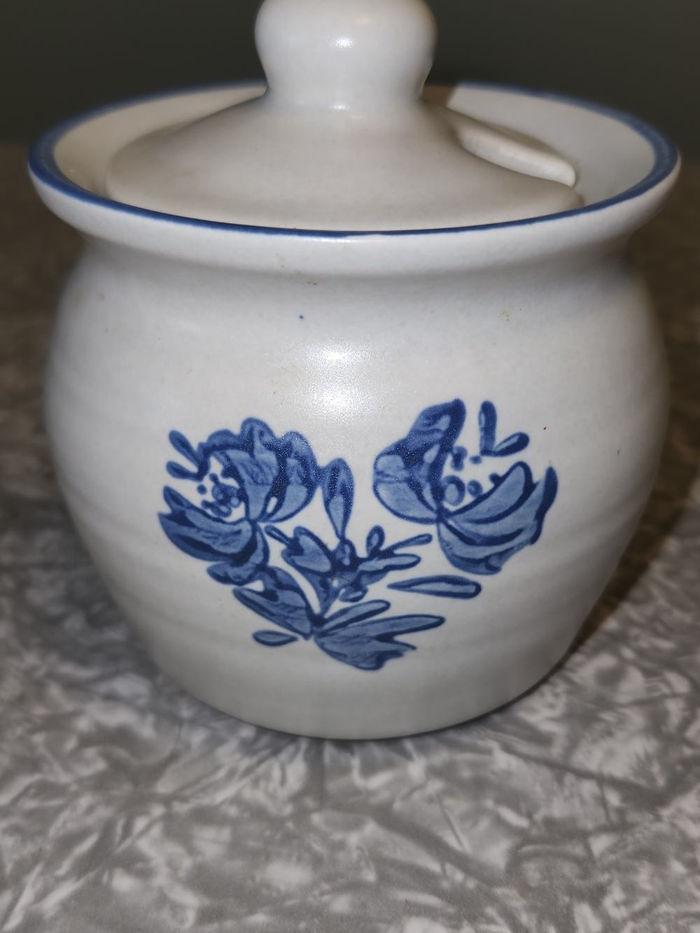 Pfaltzgraff White and Blue Floral Covered Sugar Jar